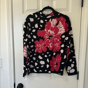 Floral Black and Red Sweater